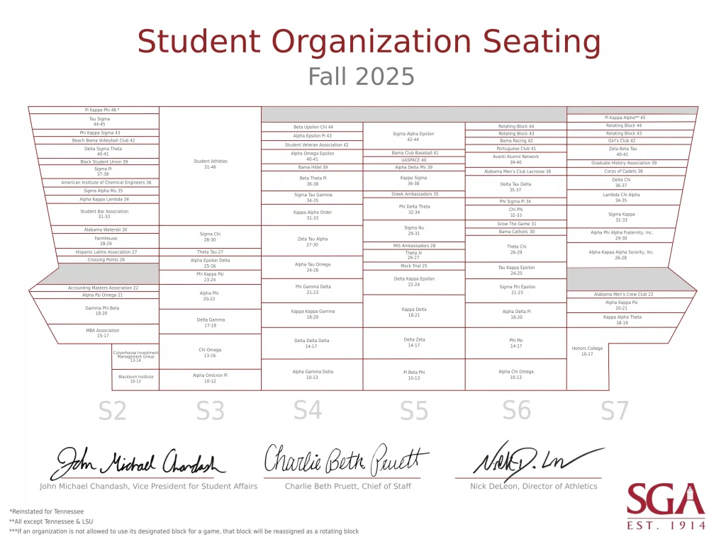 2025 Block Seating Map